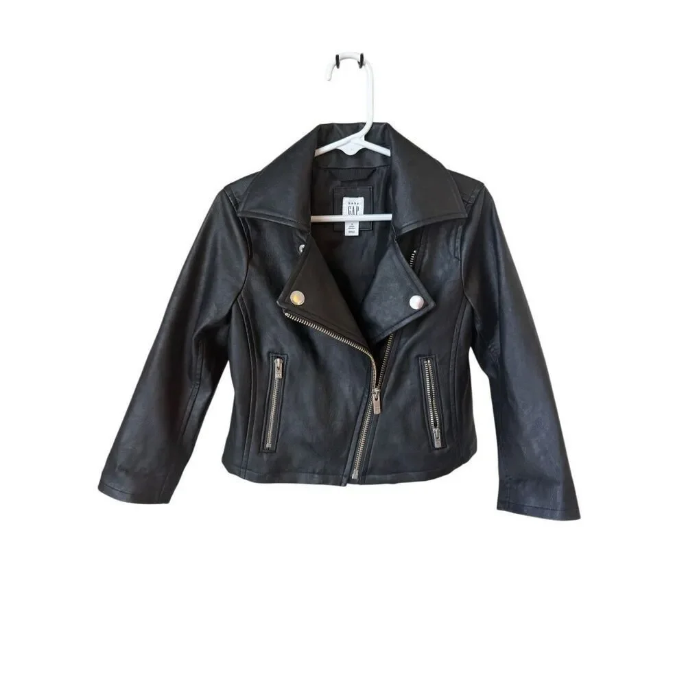 Baby GAP Toddler Faux Leather Moto Jacket Size 3T